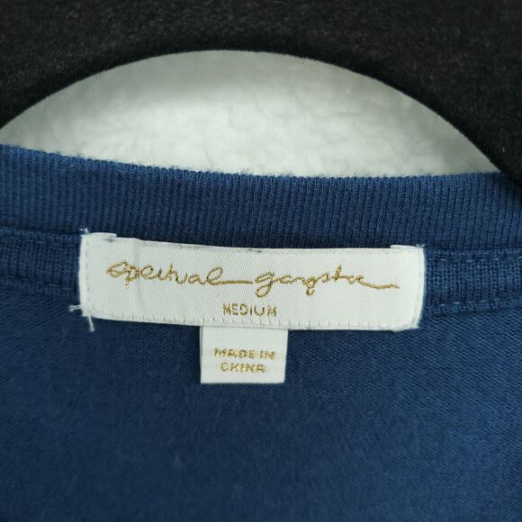 Spiritual Gangster Women's Navy Embroidered Rainbow Savasana Pullover Sweater M - Picture 6 of 11